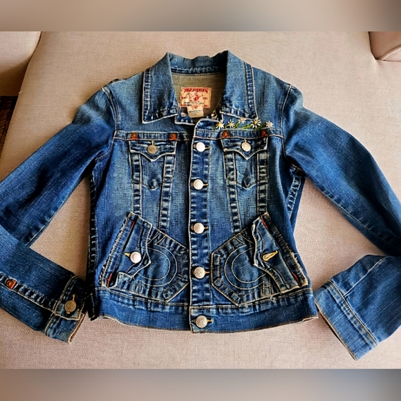 True Religion Daisy Dreams Embroidered Denium Jacket (Vintage) - Picture 1 of 8
